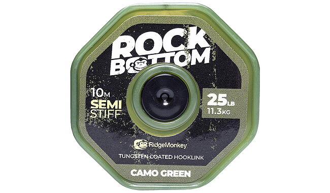 Повідковий матеріал RidgeMonkey Connexion Rock Bottom Tungsten Semi Stiff Coated Hooklink Camo Green 10m 25lb - фото 1
