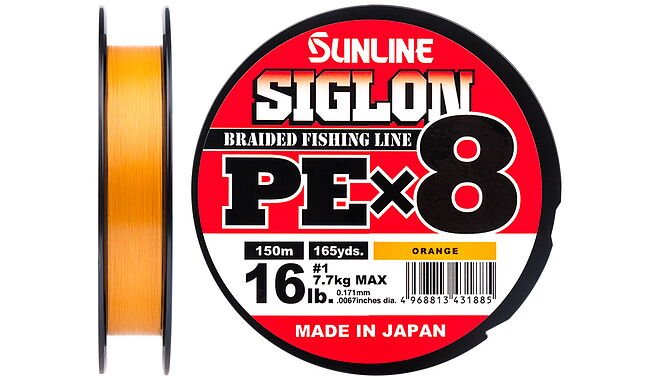 Шнур Sunline Siglon PE х8 150m (оранж.) #1.2/0.187 mm 20lb/9.2 kg - фото 1