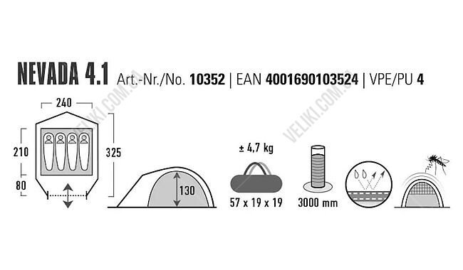Палатка High Peak Nevada 4.1 - дополнительное фото 8