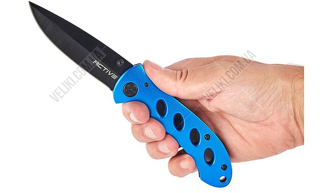 Ніж Active Citizen Blue, Марка сталі - 420, Матеріал руків’я - Алюміній, Довжина загальна - 190 мм, Довжина клинка - 81 мм. Вага - 88 г - дополнительное фото 4