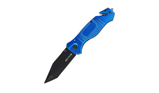 Ніж Active Lifesaver Blue, Марка сталі - 420, Матеріал руків’я - Алюміній, Довжина загальна - 207 мм, Довжина клинка - 85 мм. Вага - 124 г - фото 1