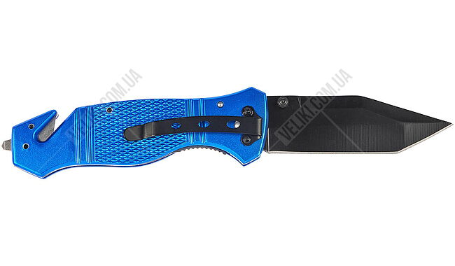 Ніж Active Lifesaver Blue, Марка сталі - 420, Матеріал руків’я - Алюміній, Довжина загальна - 207 мм, Довжина клинка - 85 мм. Вага - 124 г - дополнительное фото 1