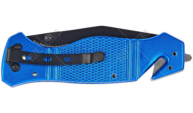 Ніж Active Lifesaver Blue, Марка сталі - 420, Матеріал руків’я - Алюміній, Довжина загальна - 207 мм, Довжина клинка - 85 мм. Вага - 124 г - дополнительное фото 2