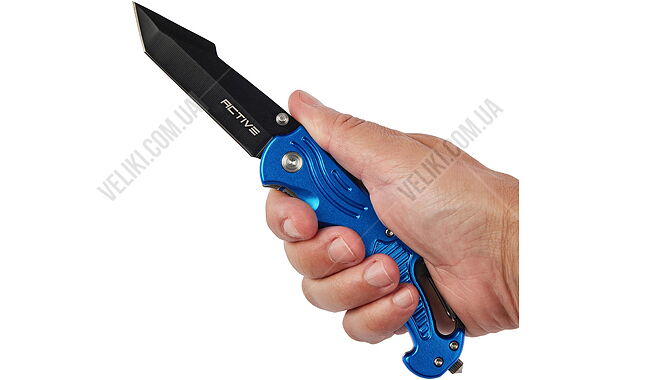 Ніж Active Satellite Blue, Марка сталі - 420, Матеріал руків’я - алюміній, Довжина загальна - 202 мм, Довжина клинка - 80 мм. Вага - 125 г - дополнительное фото 4