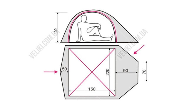 Палатка Terra Incognita Platou 2 Alu - дополнительное фото 1