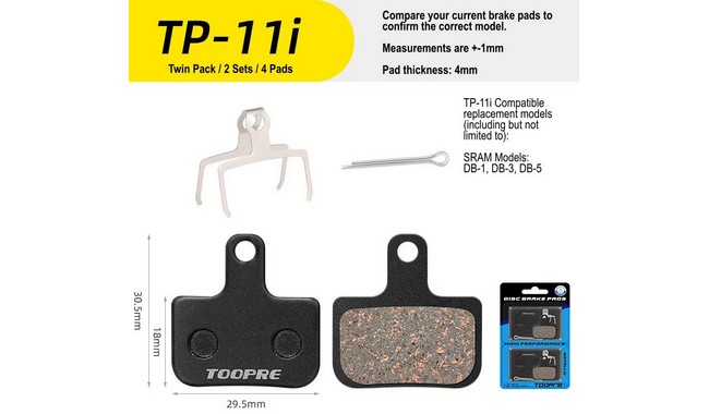 Тормозные колодки Toopre TP-11I (2 пары) - дополнительное фото 2