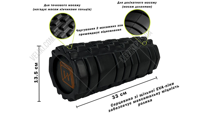 Массажный ролик EasyFit Solid v.1.1s 33 см - дополнительное фото 1