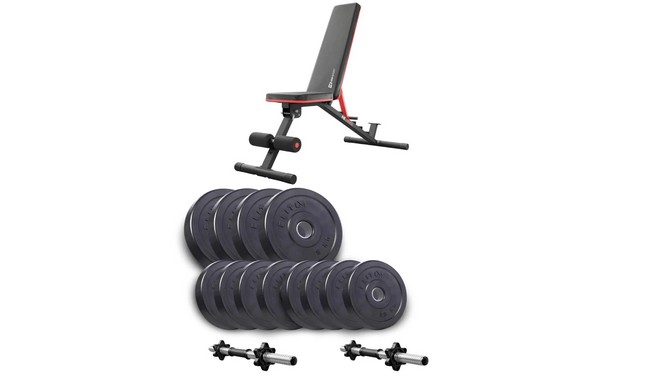 Набор Elitum Titan гантели 2х21кг со скамьей HS-2050 HB - фото 1