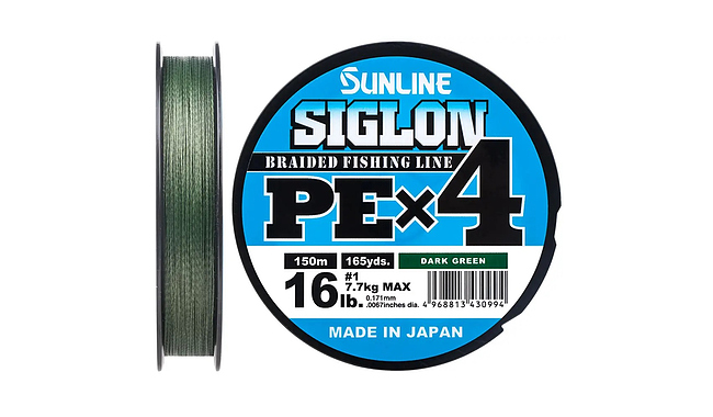 Шнур Sunline Siglon PE х4 300m (темн-зел.) #3.0/0.296 mm 50lb/22.0 kg - фото 1