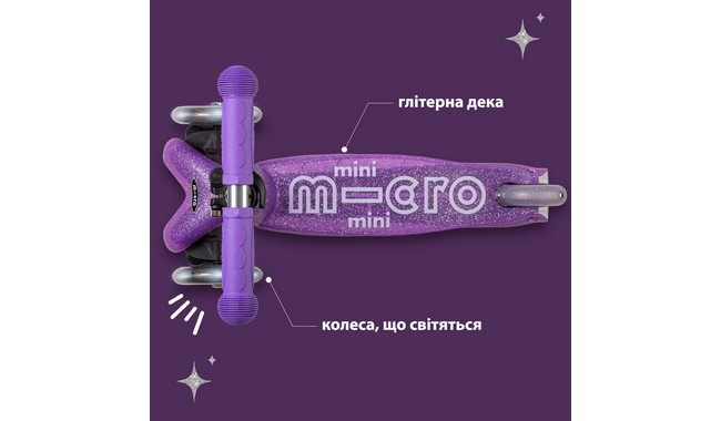Самокат Micro Mini Deluxe Fairy Glitter LED - дополнительное фото 4