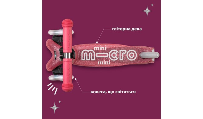 Самокат Micro Mini Deluxe Fairy Glitter LED - дополнительное фото 12