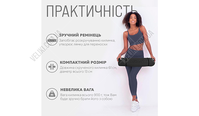 Коврик для фитнеса и йоги EasyFit TPE+TC 1924s 6 мм - дополнительное фото 1