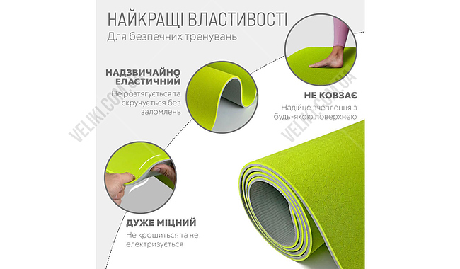 Коврик для фитнеса и йоги EasyFit TPE+TC 1924s 6 мм - дополнительное фото 16