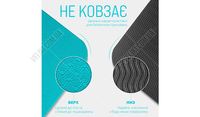 Коврик для фитнеса и йоги EasyFit TPE+TC 1924 6 мм - дополнительное фото 3