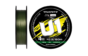 Шнур Favorite U1 PE 4x 150 м 0,132 мм 3,6 кг