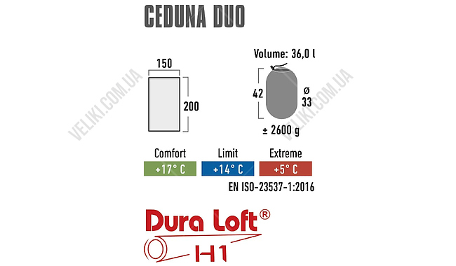 Спальный мешок High Peak Ceduna Duo 200 см L/R - дополнительное фото 3