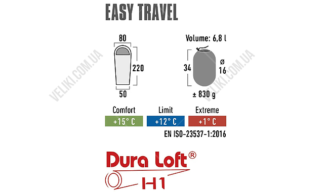 Спальний мішок High Peak Easy Travel 220 см L - дополнительное фото 4