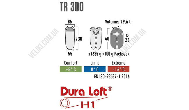 Спальный мешок High Peak TR 300 230 см L - дополнительное фото 5