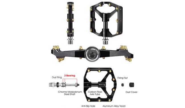 Педали West Biking Ultralight 3 Bearing - дополнительное фото 1