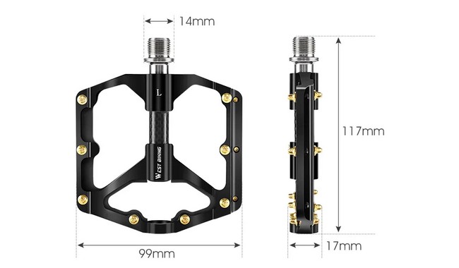 Педали West Biking Ultralight 3 Bearing - дополнительное фото 2