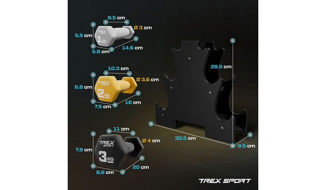 Набор гантелей Trex Sport TX-V120VS с подставкой 12 кг - дополнительное фото 2